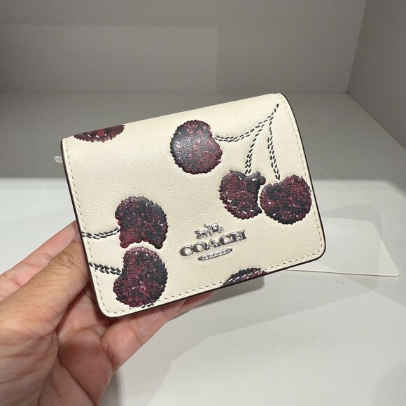 Coach Mini Wallet On A Chain With Cherry Print CDE98 - Picture 1 of 6